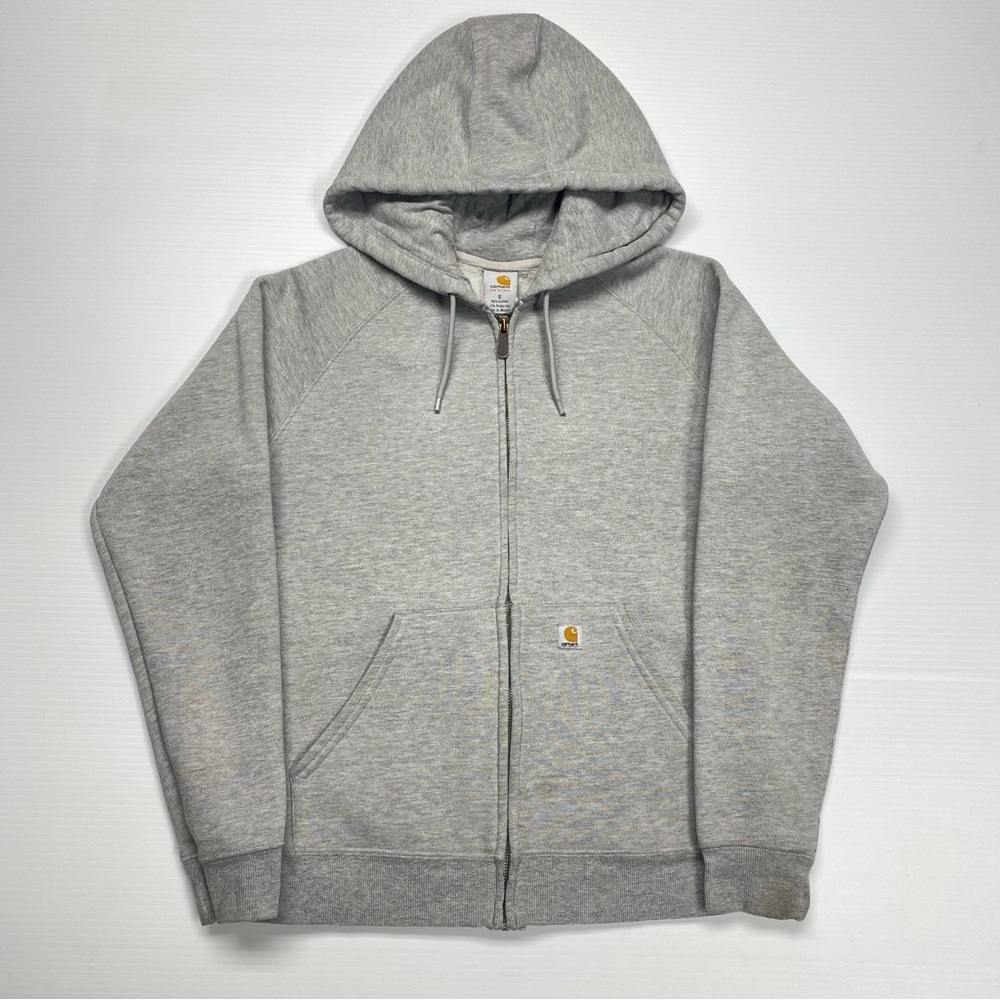 Y2K Carhartt Womens Full Zip Gray Logo Hoodie Sz S WK185-HGY